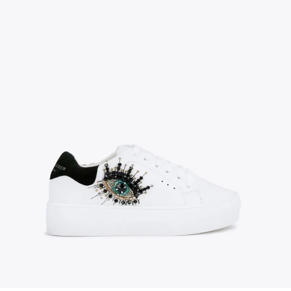 Kurt Geiger White Sneakers with Embellished Eye